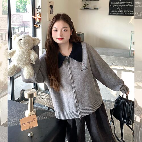 特大码女装日常通勤百搭针织开衫