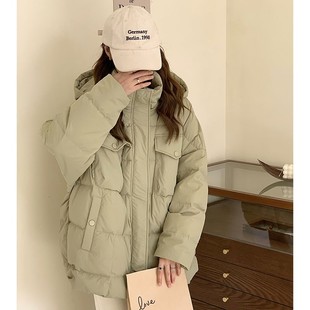 新款 学院风连帽棉衣棉服冬季 300斤胖mm大码 宽松加厚外套潮 女装