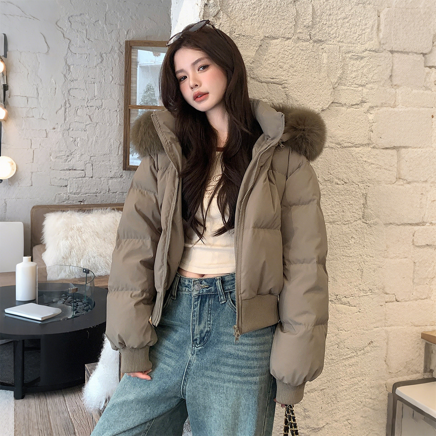 300斤大码女装胖mm设计感毛领连帽棉服女加厚保暖百搭棉衣外套潮,女装/女士精品,大码棉服,淘宝优惠券,粉丝福利购,淘宝优惠卷