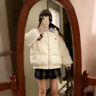 加厚保暖卡通棉衣外套 韩系翻领面包棉服女冬季 300斤胖mm大码 女装