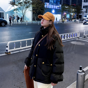 加厚保暖立领棉服女宽松显瘦百搭减龄棉袄外套 胖mm时尚 特大码 女装