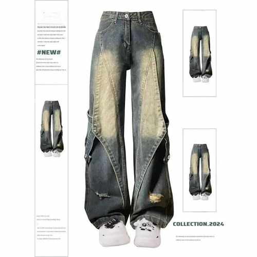 裤子大码女胖mm显瘦设计感牛仔裤