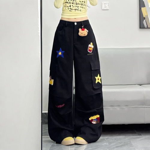特大码女装胖mm美式卡通裤装