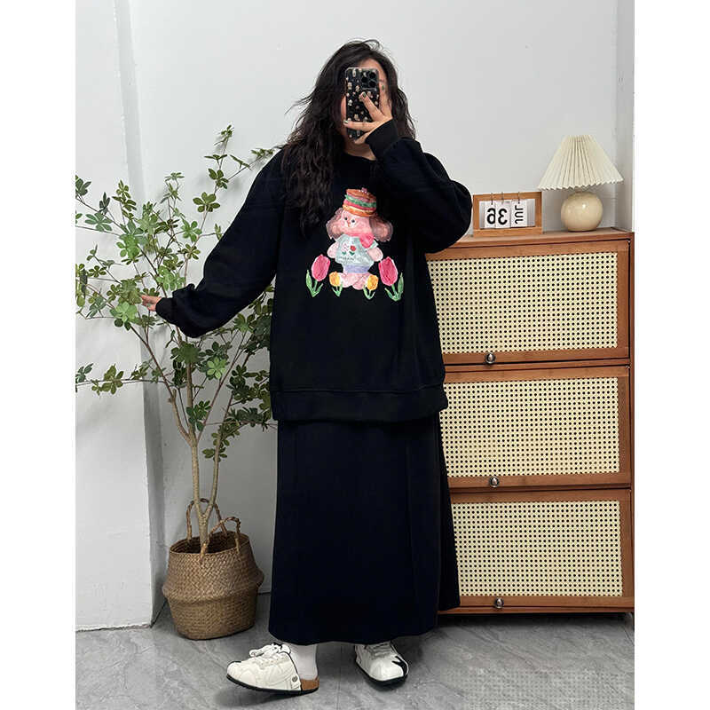 胖mm大码女装春秋抽绳设计半身裙