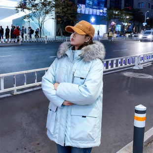 风毛领派克棉服女连帽加厚保暖宽松棉衣外套潮 胖mm工装 特大码 女装