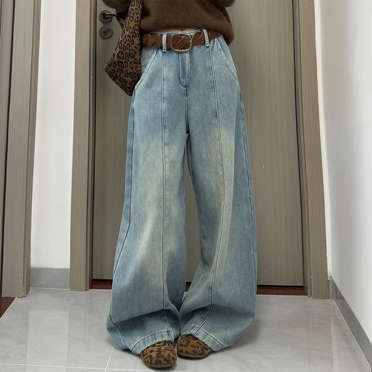 300斤胖mm大码女装韩系百搭阔腿牛仔裤女高腰显瘦做旧水洗弯刀裤,女装/女士精品,大码裤装,淘宝优惠券,粉丝福利购,淘宝优惠卷