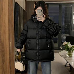 特大码 胖mm黑色连帽棉服女加厚宽松显瘦面包服保暖棉衣外套潮 女装