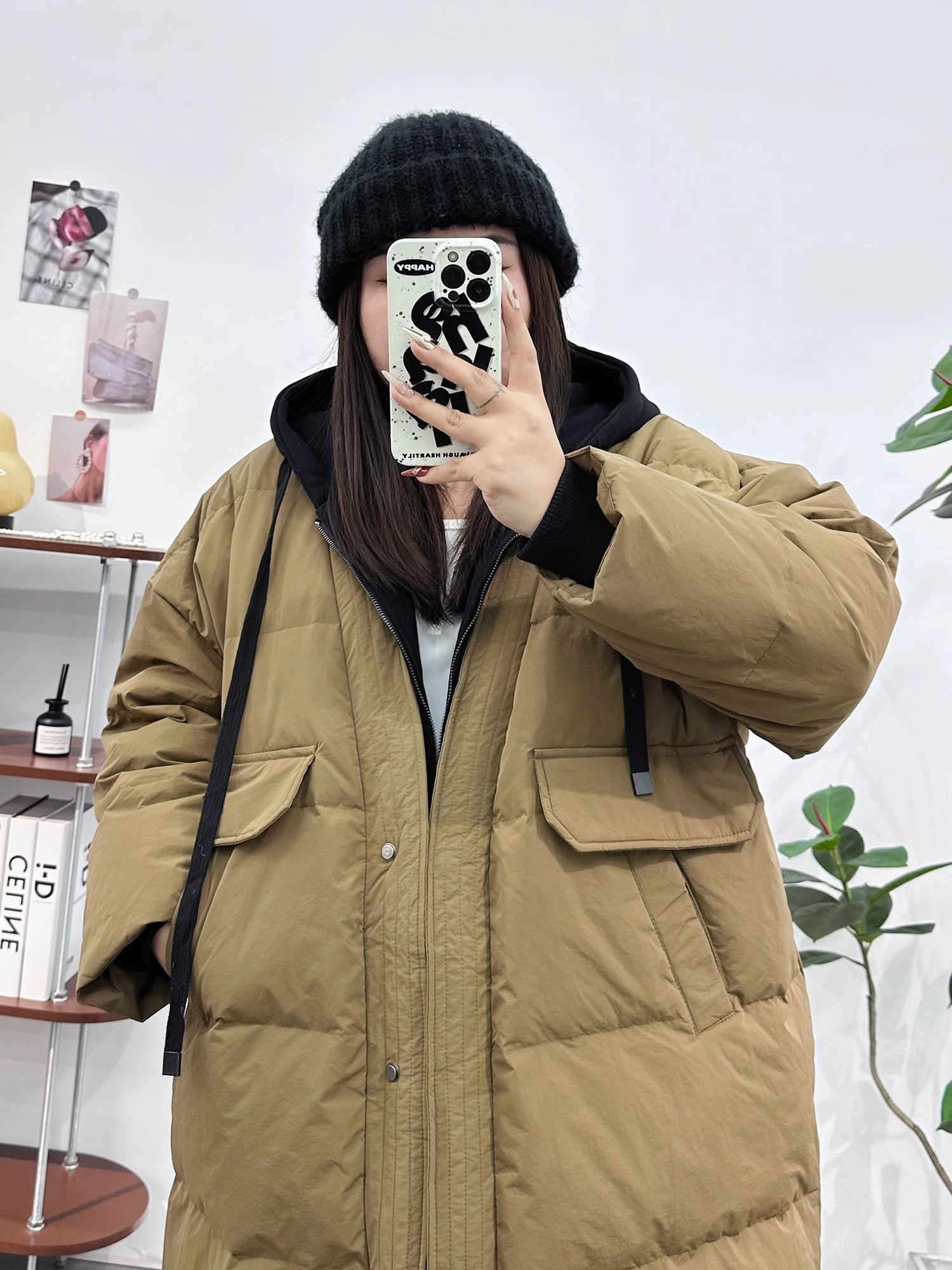 2-300斤大码假两件拼接连帽棉服