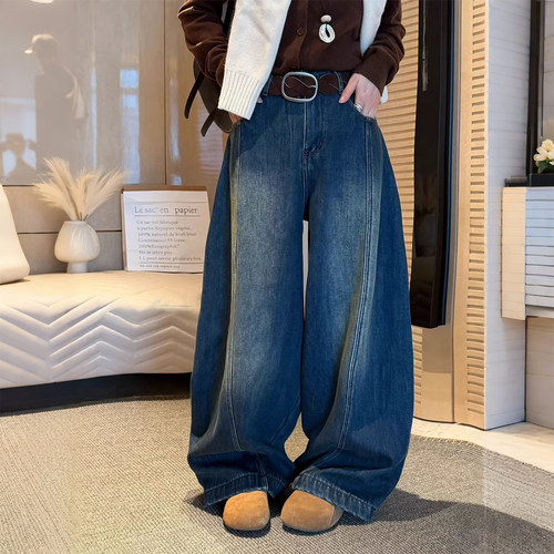 300斤大码高腰显瘦阔腿牛仔裤