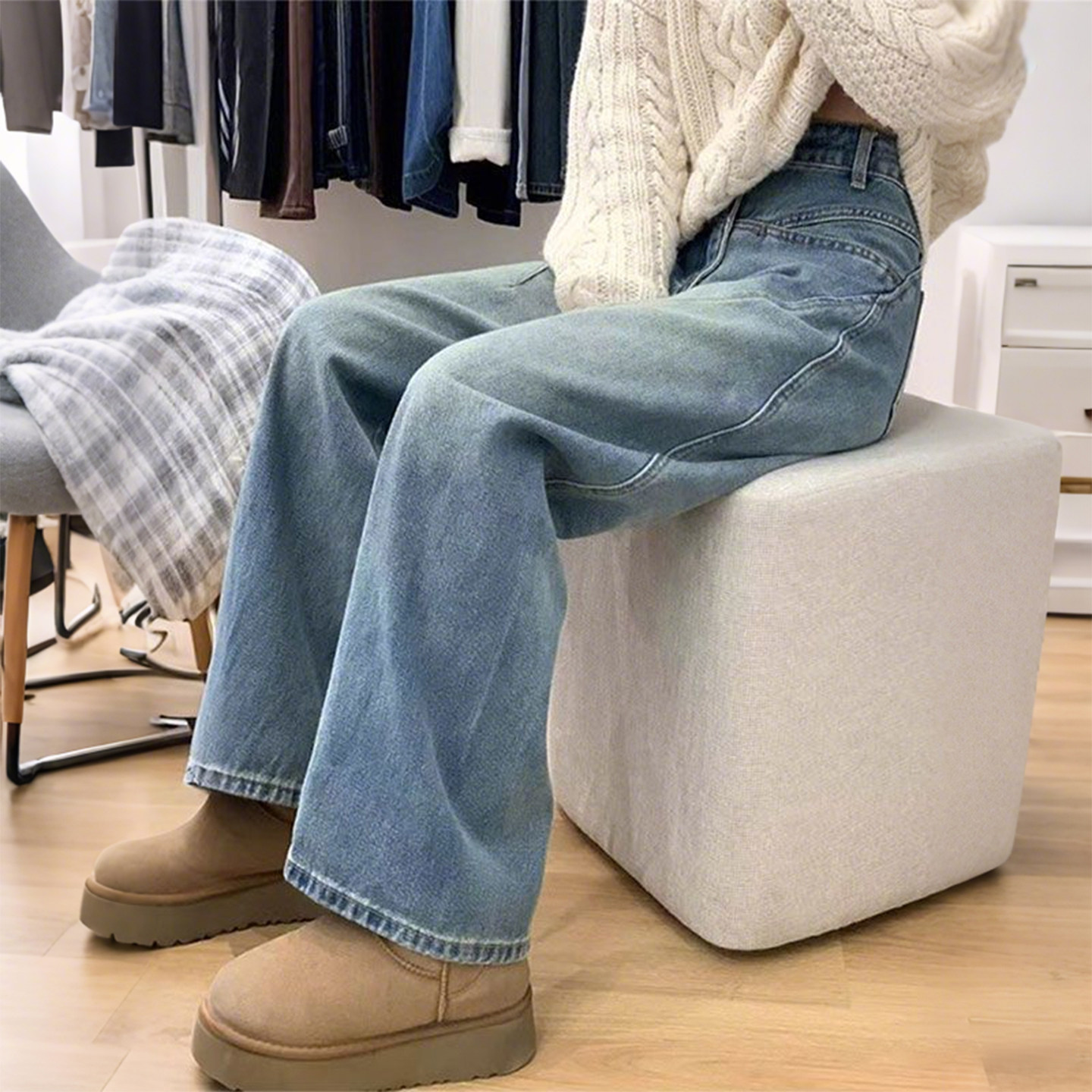 300斤大码女装胖mm复古设计感阔腿牛仔裤女高腰宽松显瘦弯刀裤潮,女装/女士精品,大码裤装,淘宝优惠券,粉丝福利购,淘宝优惠卷