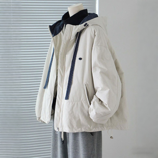 宽松显瘦保暖棉衣外套潮 胖mm设计感撞色连帽棉服女冬季 特大码 女装