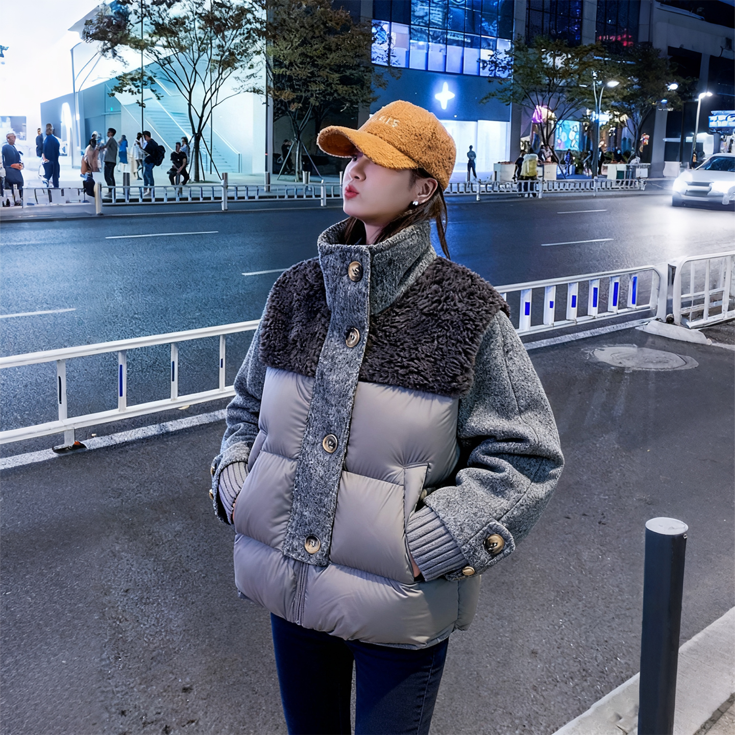 300斤特大码羊羔毛拼接棉服