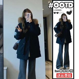 风毛领派克棉服女宽松加厚显瘦时尚 工装 百搭棉衣外套潮 女装 特大码