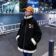 特大码 女装 胖mm宽松加厚保暖羊羔毛棉服女拉链卡通刺绣棉衣外套潮