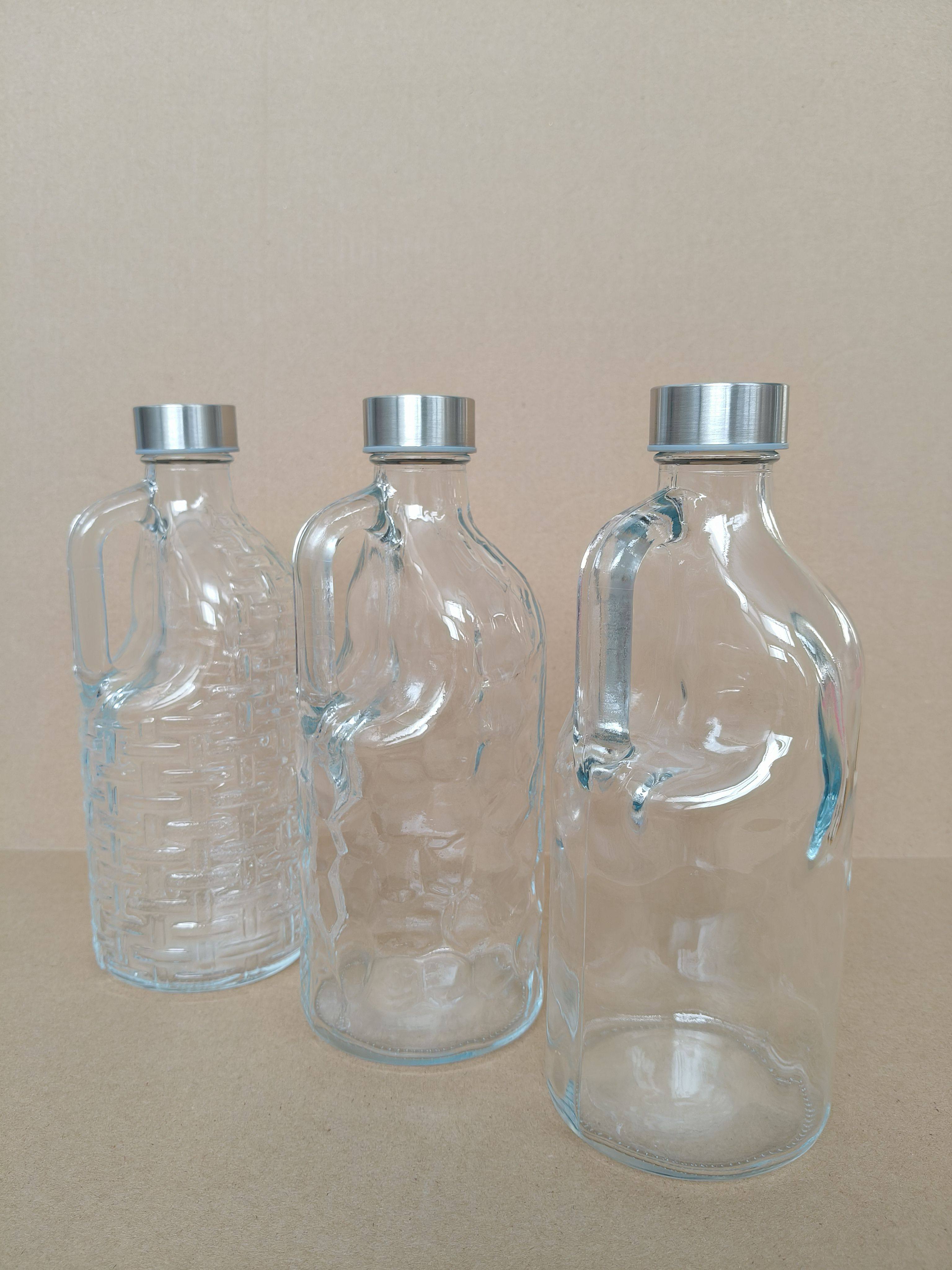 2斤牛奶瓶加厚鲜奶玻璃壶把手密封罐密封防漏盖香油玻璃空瓶家用