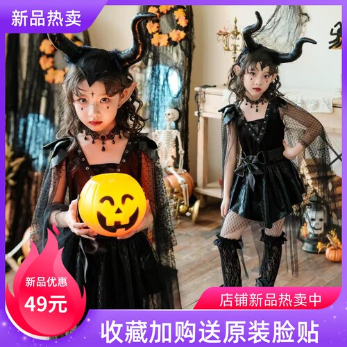 万圣节女童吸血鬼演出连衣裙