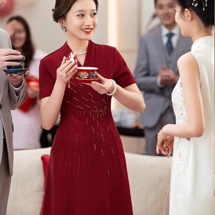 喜婆婆婚宴装夏季大码婚礼旗袍女方喜宴夏季妈妈结婚礼服年轻
