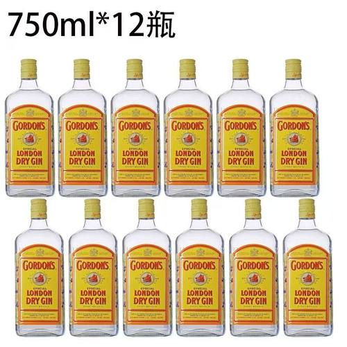金酒杜松子酒 伦敦干味毡酒琴酒LONDON DRY GIN750ml哥顿12瓶整箱