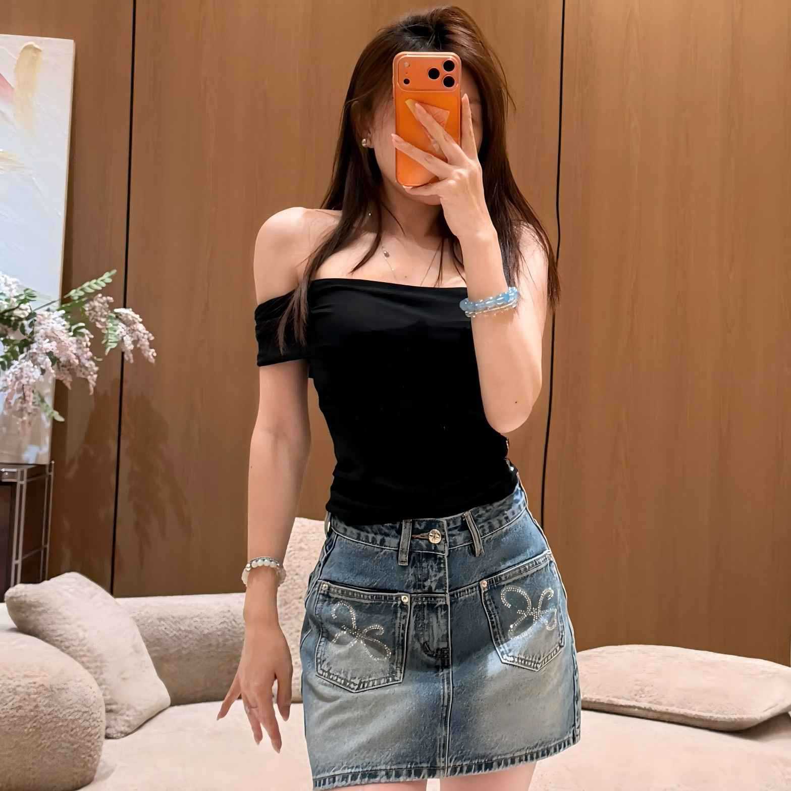 美式潮流牛仔裙超绝A字裙街头酷百搭南油女夏季高腰显瘦半身裙