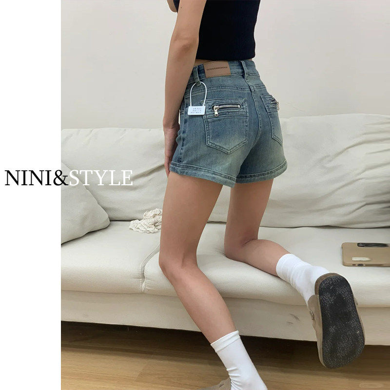 美式高腰牛仔短裤女2026年新款夏季辣妹爆款显瘦紧身薄款a字热裤