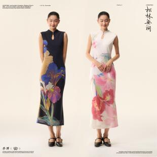 LOUMUTAKU梦泽「繁花叠韵」新中式国风双面穿花卉旗袍连衣裙女夏