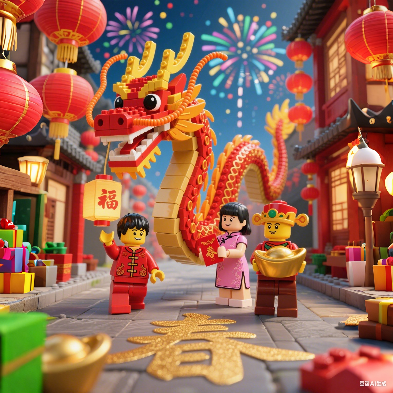 乐高LEGO舞狮80104中国风春节80106积木80108玩具正品80111/80109