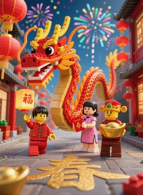 乐高LEGO舞狮80104中国风春节80106积木80108玩具正品80111/80109