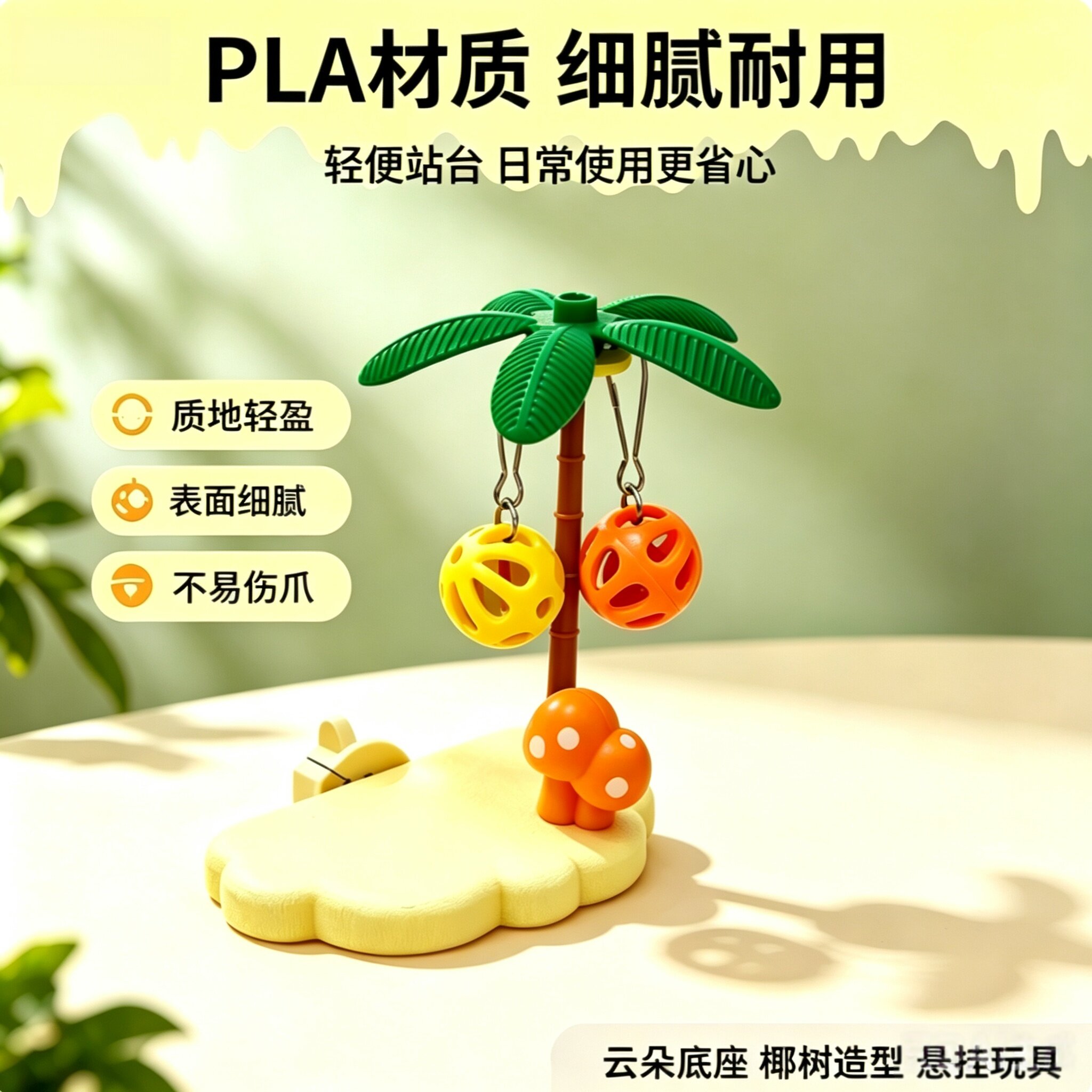 椰树造型吊挂鸟玩具造景益智