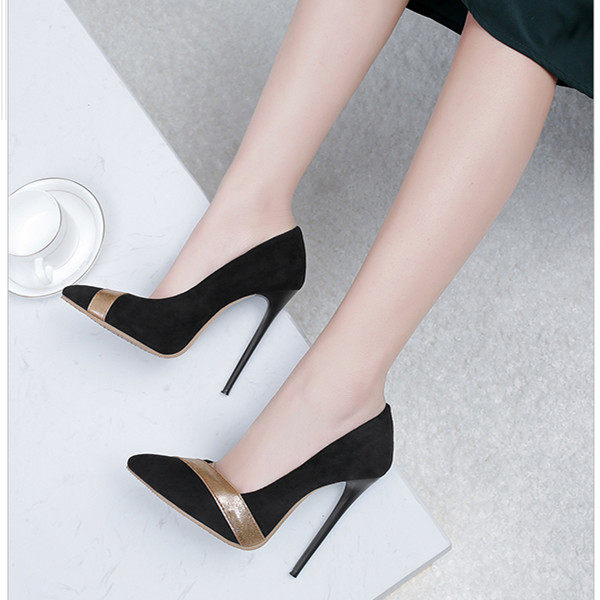 12cm超高跟鞋性感细跟尖头特大码高跟鞋40-43 44 45 46 47 48单鞋