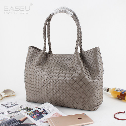 easeu进口羊皮手工女士编织女包