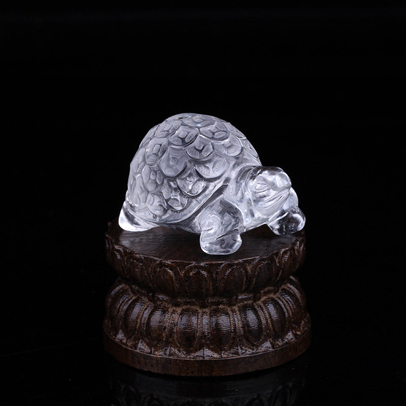 天然白水晶金钱龟招财小摆件