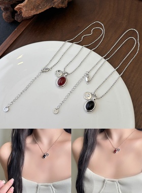 丽银饰品丽贝丽影把“东方韵味戴身上银链串起红黑玛瑙玛瑙温润细