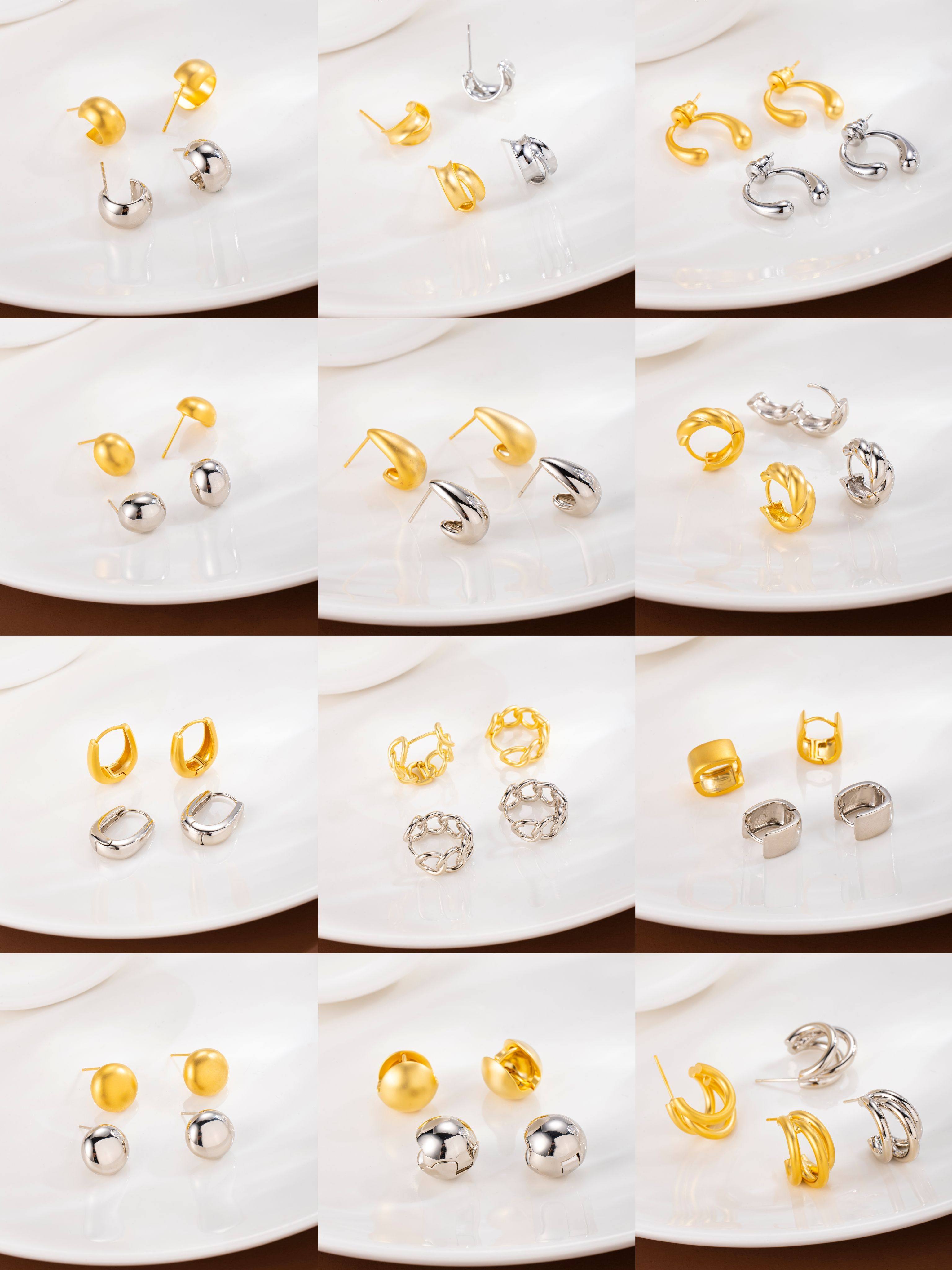 美讯耳饰新款复古港风chic百搭哑光耳环高品质S925银耳钉系列