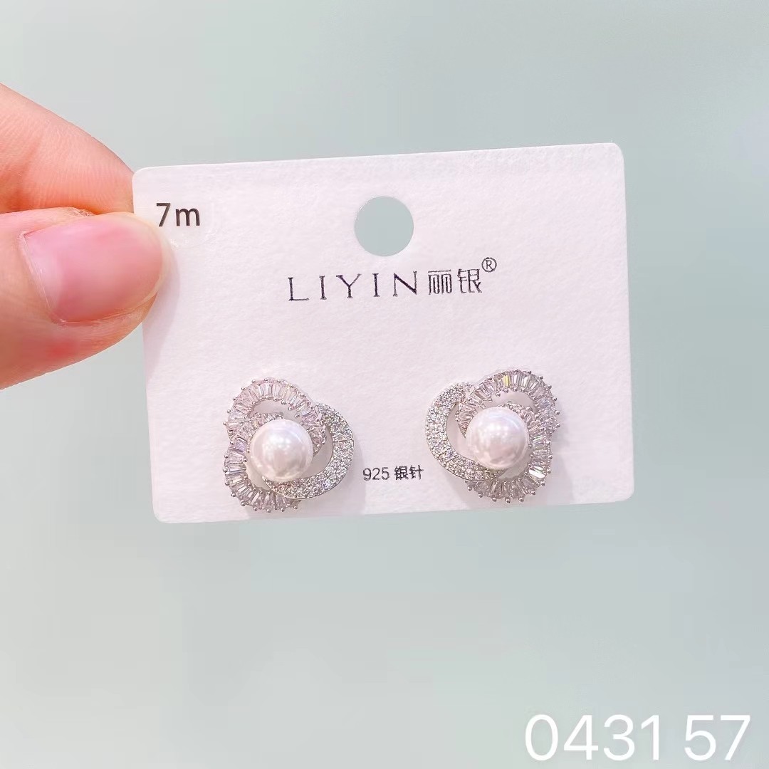 丽银新款丽贝丽影耳饰S925银针气质时尚轻奢高级感百搭仿珍珠耳钉