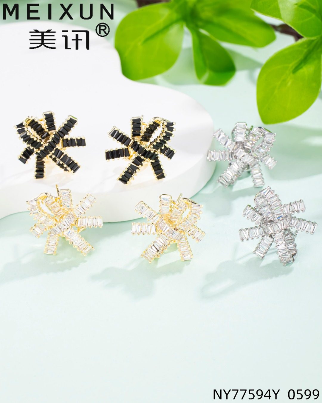 美讯耳饰爆款主推高端大气上档次时尚欧美风精致蝴蝶结银针耳钉