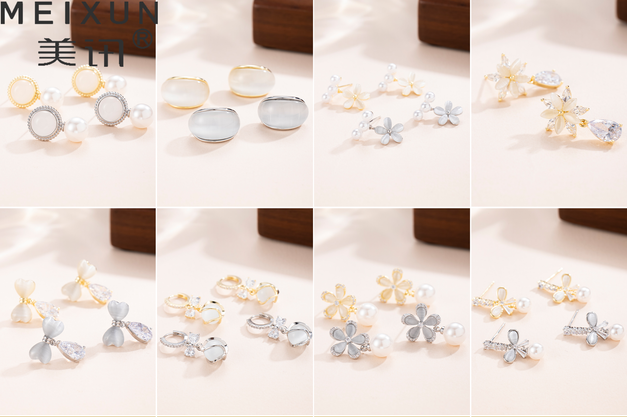 美讯耳饰猫眼石银针耳钉小众ins时尚精致欧美个性冷淡风耳环耳饰