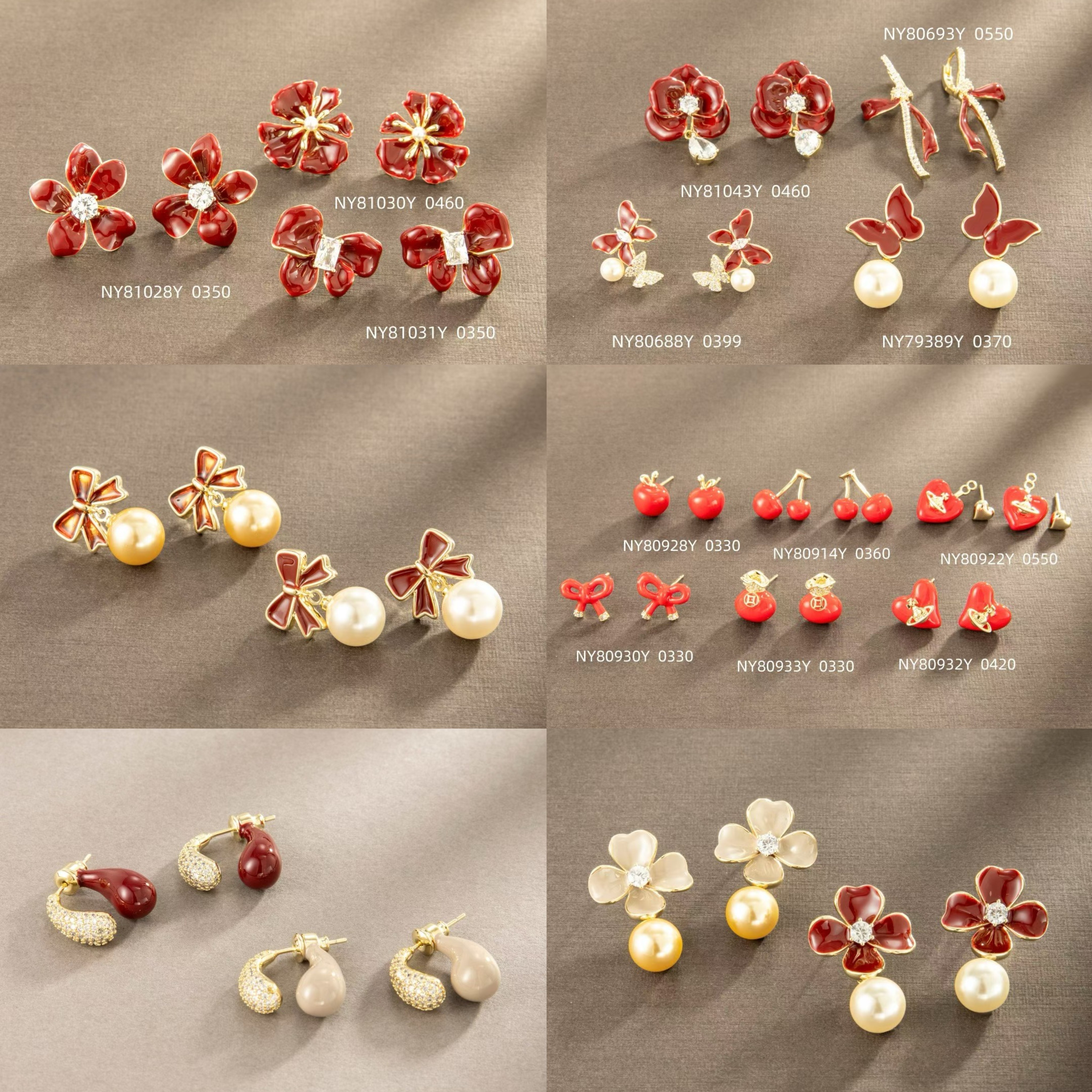 美讯耳饰新款银针耳饰气质时尚2024主流行色趋势安可拉红系列耳环