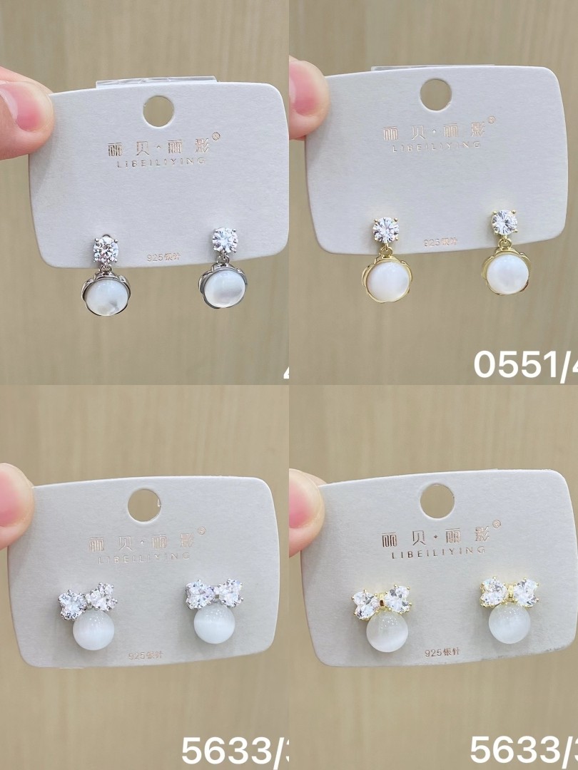 丽贝丽银新品新款纯银针贝母贝壳吊坠耳环气质简约百搭精致女耳饰