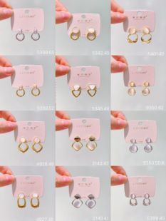 丽银丽贝丽影猫眼石耳钉银针气质百搭小众设计感高级轻奢锆石耳饰