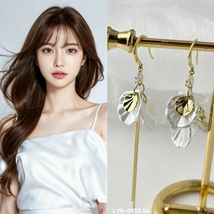 丽银饰品主推款爆款 气质时尚轻奢高级感森系贝壳花系列耳环