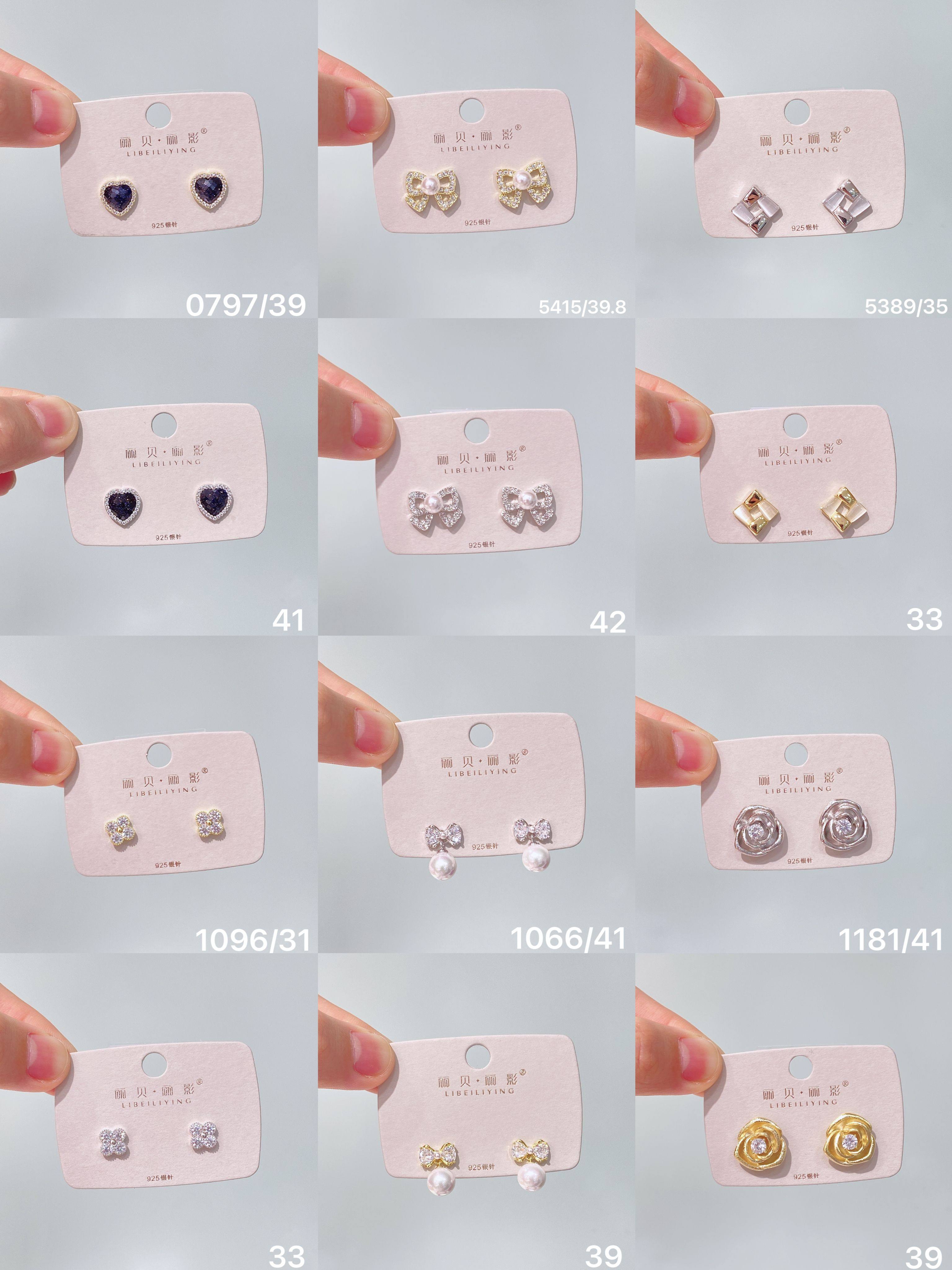 丽银耳饰丽贝丽影新银针小众设计精致甜美百搭镶钻蝴蝶结珍珠耳钉