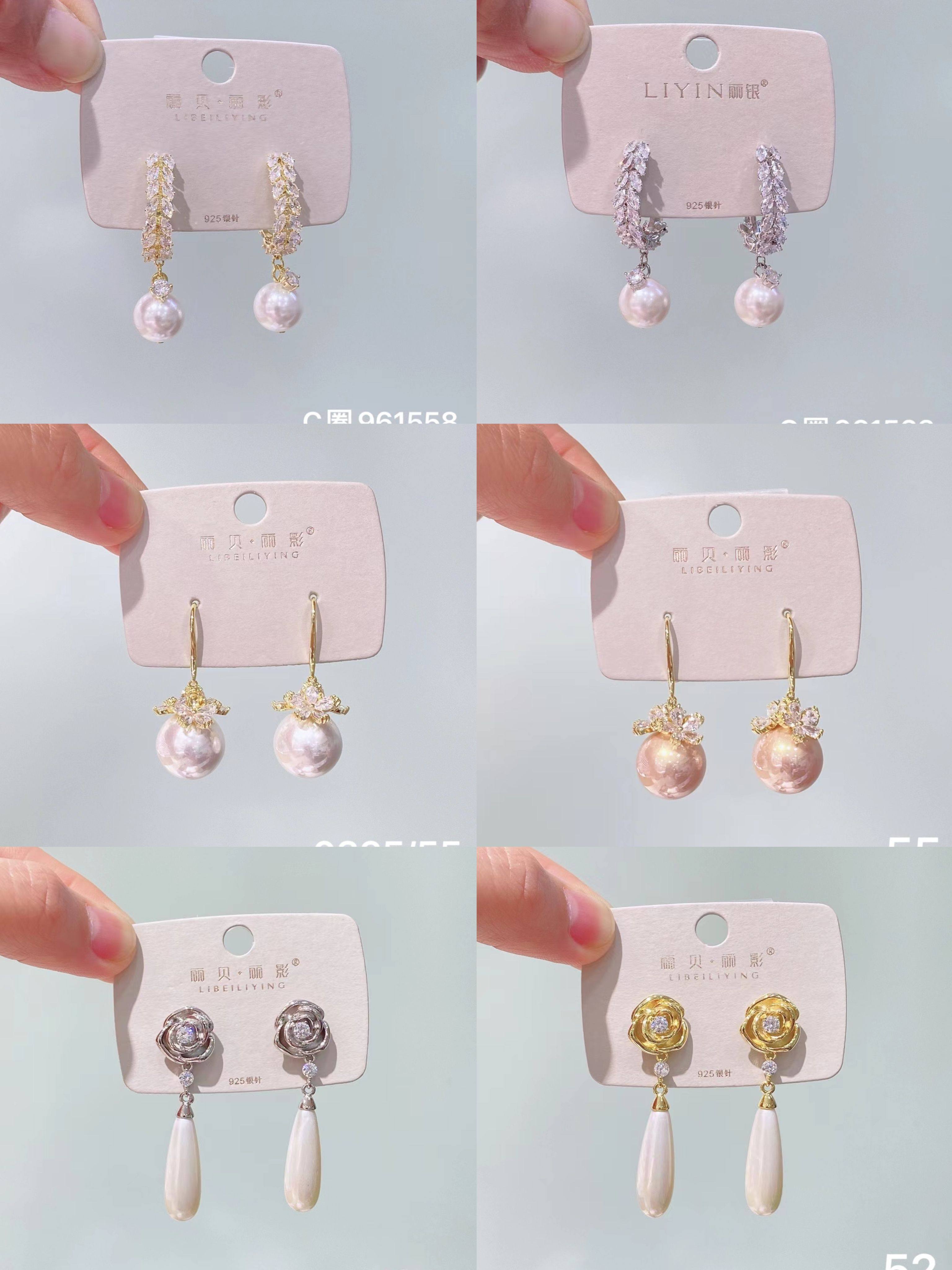 丽银饰品丽贝丽影新款银针气质时尚锆石花瓣耳钩高级百搭韩式耳饰