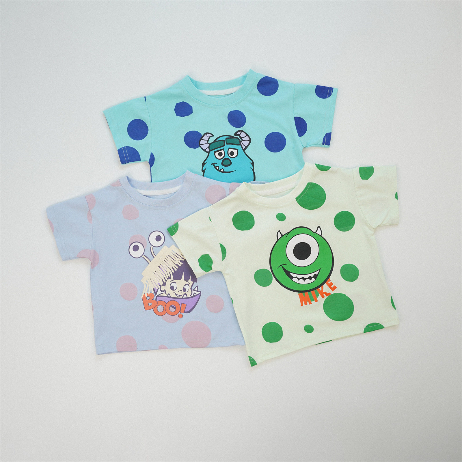 宝宝卡通怪兽t恤现货夏款小童可爱透气宽松上衣男女孩日系半袖T恤