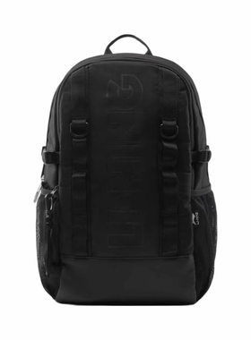 李宁 情侣款时尚百搭拉链开合聚酯纤维双肩包 黑色