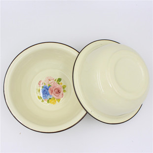 珐琅搪瓷盆家用饭盆复古怀旧炖肉菜盆经典老式小菜碗搅拌碗泡面碗