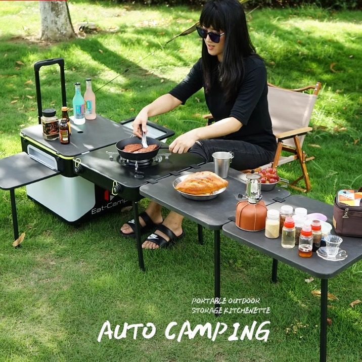 户外移动厨房灶台一体柜露营车载