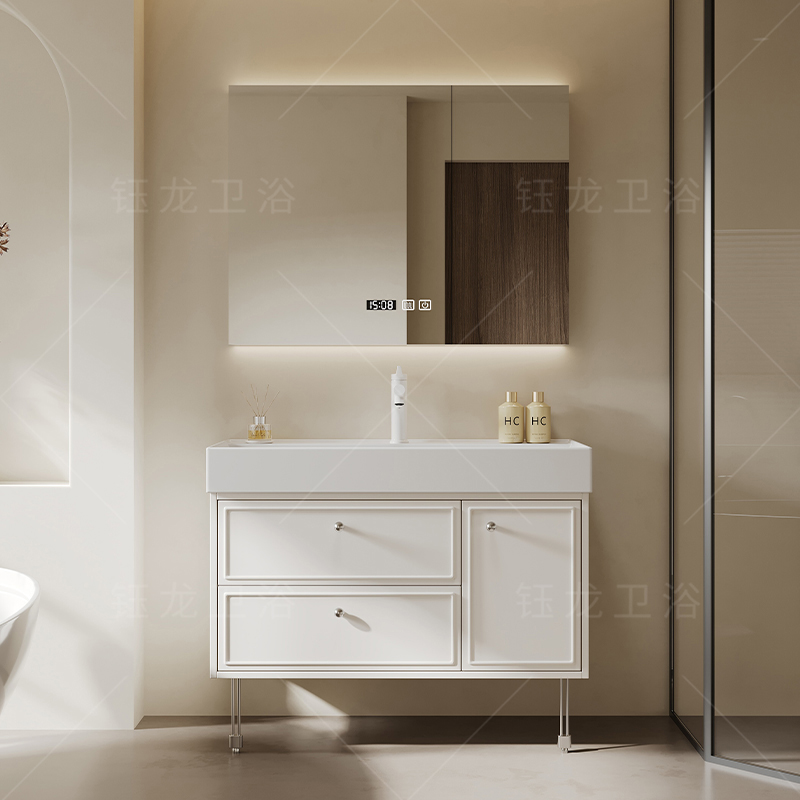 洗漱台卫生间陶瓷一体盆奶油风