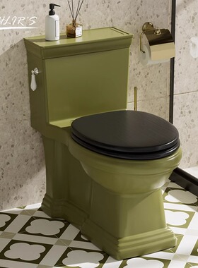 蔻伦草绿色复古马桶美式卫生间虹吸式坐便器个性创意古典家用座便