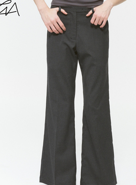 CountryMoment 复古灰色高级感九分休闲裤夏中低腰微喇烟管西裤女