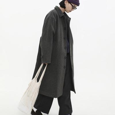 LIVINGTOWN英国MOON进口面料毛呢大衣重磅保暖羊毛中长款风衣男女
